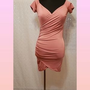 Rose pink dress.